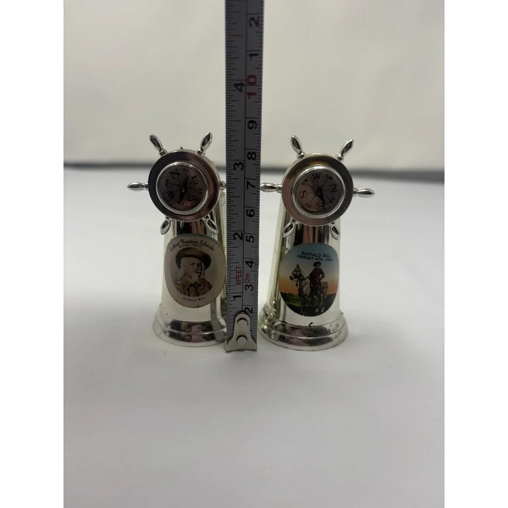 Vintage Souvenir Salt & Pepper Shakers Compass Ship‎ Wheel Lookout Mtn Colorado